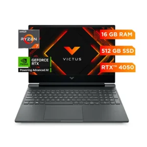 LAPTOP HP VICTUS AMD R7-7445HS 3.2GHZ-16GB-512GB SSD-TG RTX4050 6GB- SILVER-15.6″FHD-W11